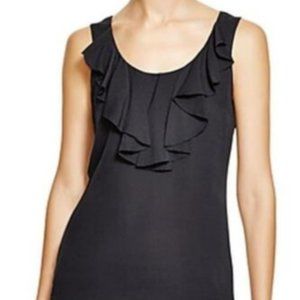 TORY BURCH Alva Navy Blue Ruffle Silk Top Size 10